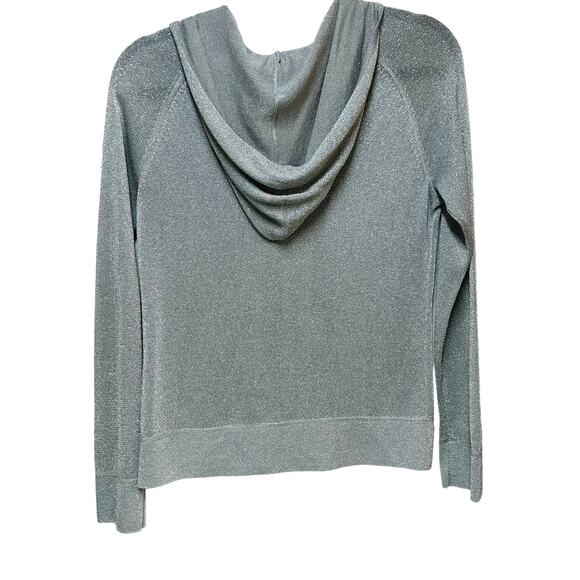 Boston Proper Full Zip Hoodie Long Sleeve Jacket Gray Bling Spatkle Med - Picture 5 of 10